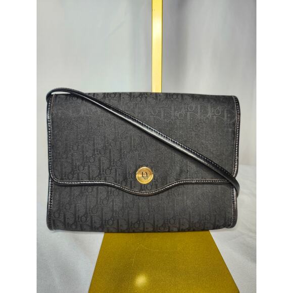 Christian Dior Trotter Canvas Crossbody Bag with Leather Trim Strap Vintage - Picture 1 of 14